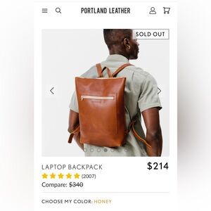 Portland Leather Laptop Backpack in Honey